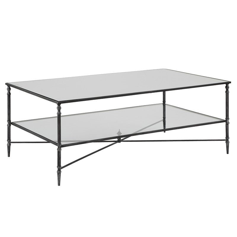 Henzler 121 W x 48 H x 71 D Black Rectangle Coffee Table with Mirror Top