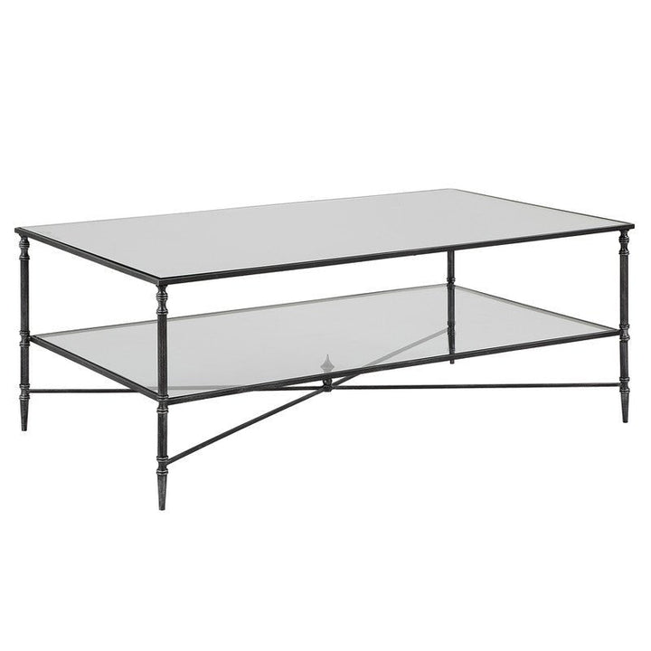 Henzler 121 W x 48 H x 71 D Black Rectangle Coffee Table with Mirror Top