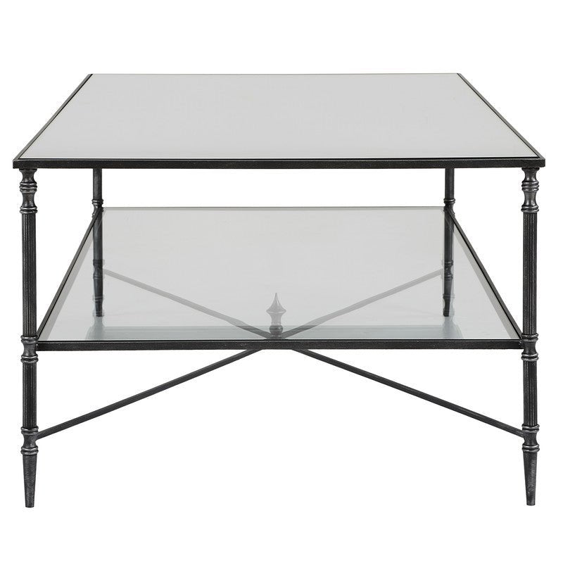 Henzler 121 W x 48 H x 71 D Black Rectangle Coffee Table with Mirror Top