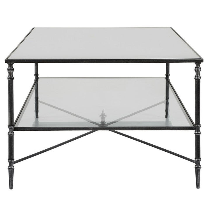 Henzler 121 W x 48 H x 71 D Black Rectangle Coffee Table with Mirror Top