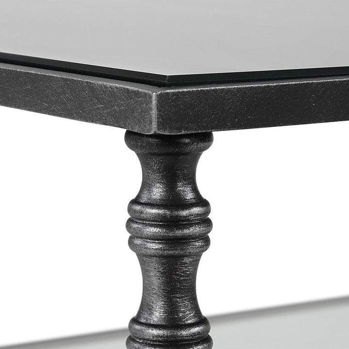 Henzler 121 W x 48 H x 71 D Black Rectangle Coffee Table with Mirror Top