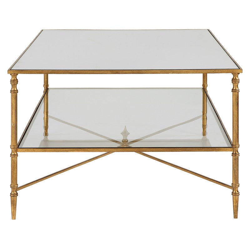 Henzler 121 W x 48 H x 71 D Gold Rectangle Coffee Table with Mirror Top