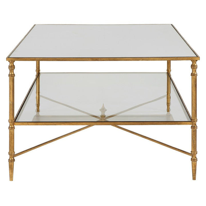 Henzler 121 W x 48 H x 71 D Gold Rectangle Coffee Table with Mirror Top