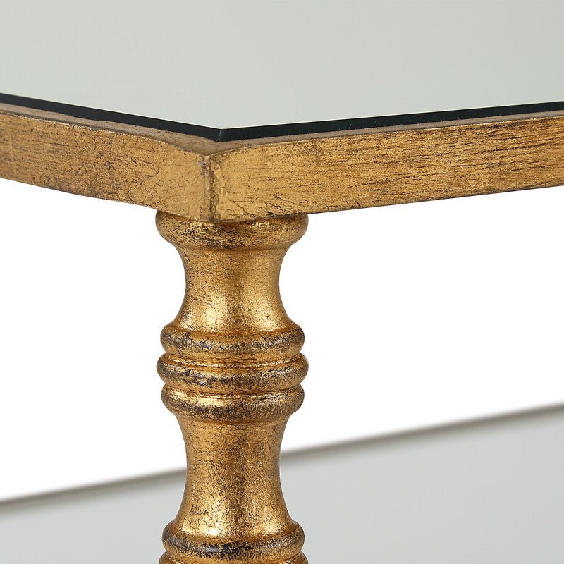 Henzler 121 W x 48 H x 71 D Gold Rectangle Coffee Table with Mirror Top