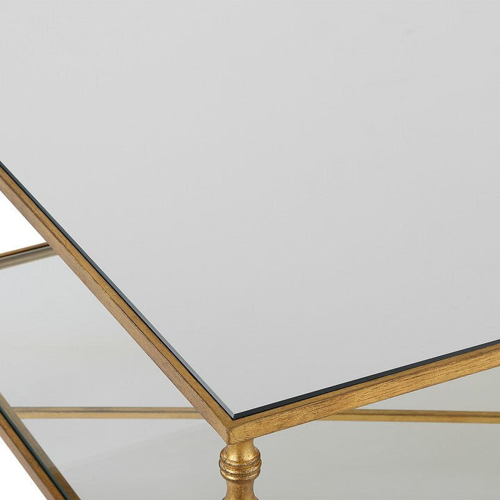 Henzler 121 W x 48 H x 71 D Gold Rectangle Coffee Table with Mirror Top