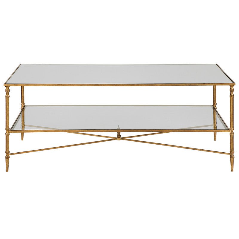 Henzler 121 W x 48 H x 71 D Gold Rectangle Coffee Table with Mirror Top