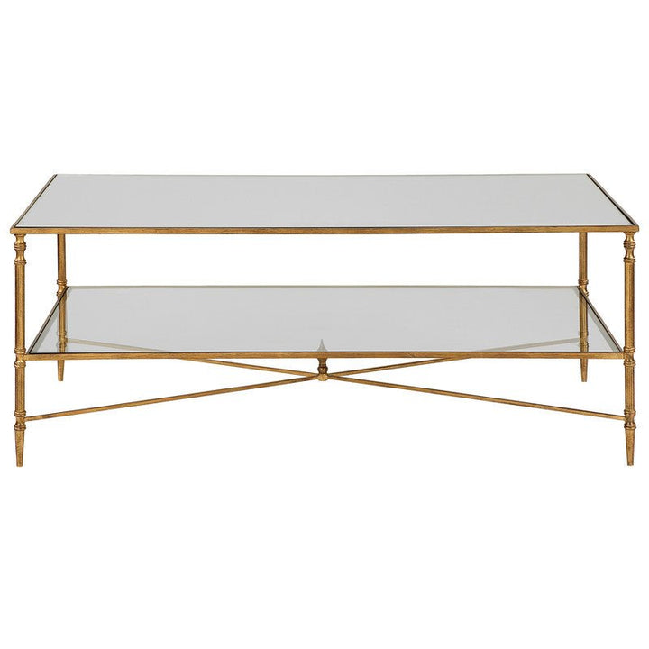 Henzler 121 W x 48 H x 71 D Gold Rectangle Coffee Table with Mirror Top