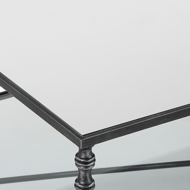 Henzler 151 W x 48 H x 60 D Black Rectangle Coffee Table with Mirror Top