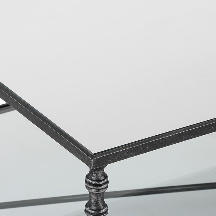 Henzler 151 W x 48 H x 60 D Black Rectangle Coffee Table with Mirror Top