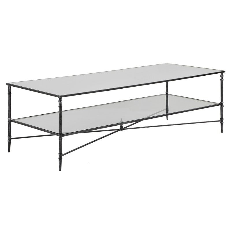 Henzler 151 W x 48 H x 60 D Black Rectangle Coffee Table with Mirror Top