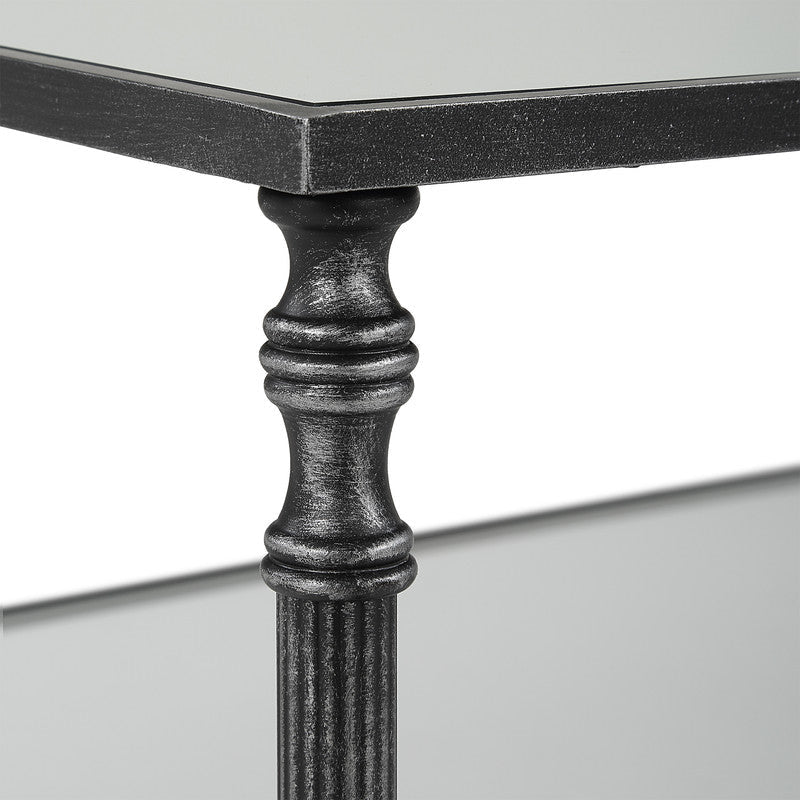 Henzler 151 W x 48 H x 60 D Black Rectangle Coffee Table with Mirror Top