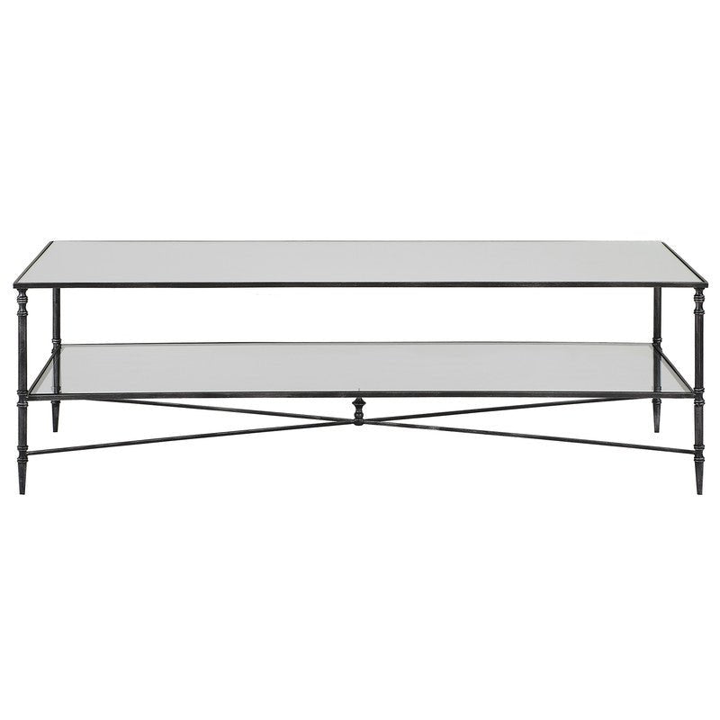 Henzler 151 W x 48 H x 60 D Black Rectangle Coffee Table with Mirror Top