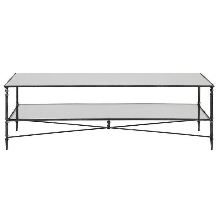 Henzler 151 W x 48 H x 60 D Black Rectangle Coffee Table with Mirror Top