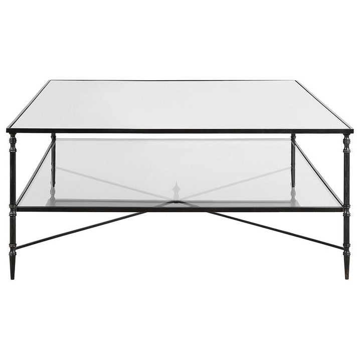 Henzler 169 W x 48 H x 108 D Black Rectangle Coffee Table with Mirror Top