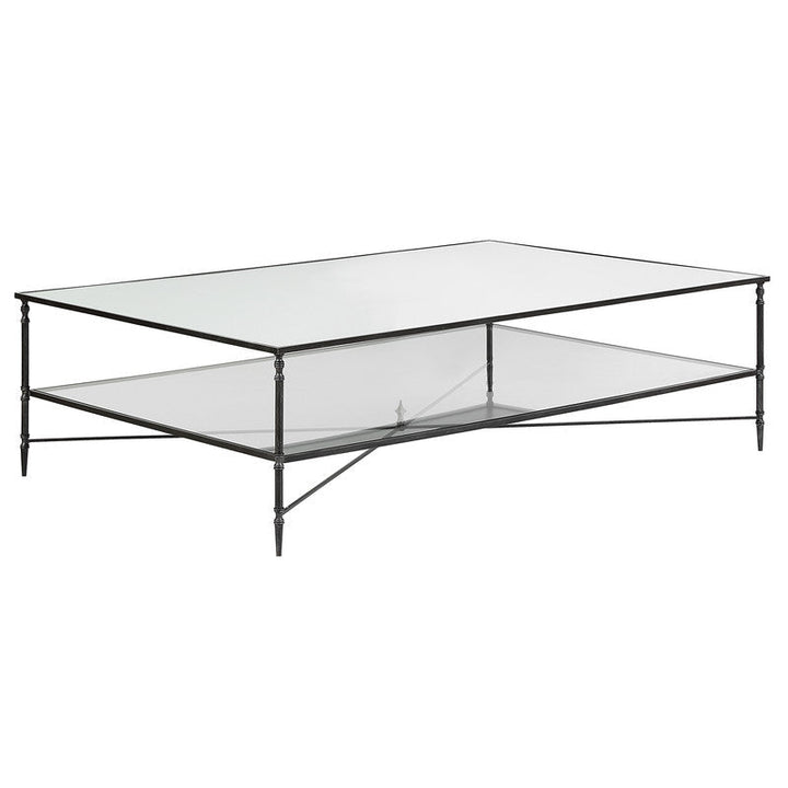 Henzler 169 W x 48 H x 108 D Black Rectangle Coffee Table with Mirror Top