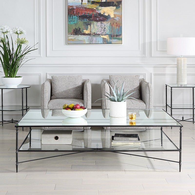 Henzler 169 W x 48 H x 108 D Black Rectangle Coffee Table with Mirror Top