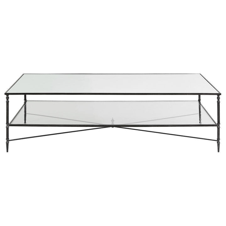 Henzler 169 W x 48 H x 108 D Black Rectangle Coffee Table with Mirror Top