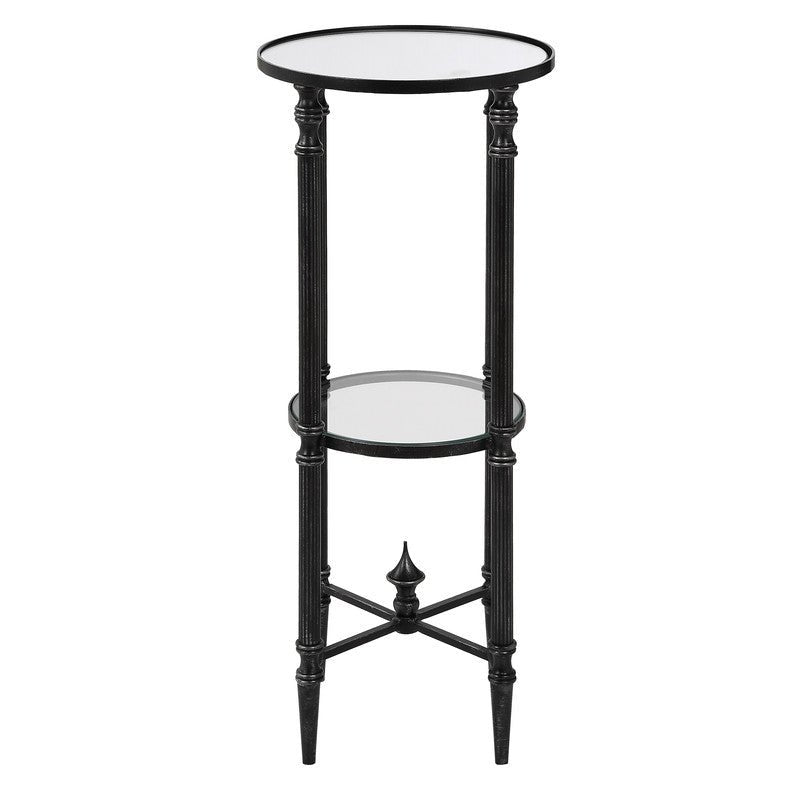 Henzler 25 W x 63 H x 25 D Black Round Accent Table with Mirror Top