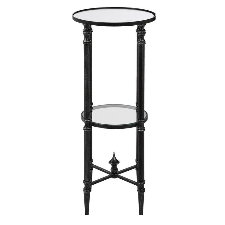 Henzler 25 W x 63 H x 25 D Black Round Accent Table with Mirror Top