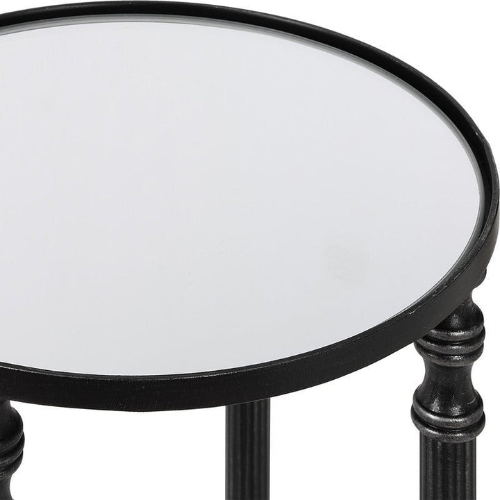 Henzler 25 W x 63 H x 25 D Black Round Accent Table with Mirror Top