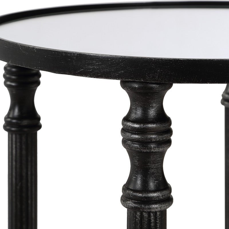 Henzler 25 W x 63 H x 25 D Black Round Accent Table with Mirror Top