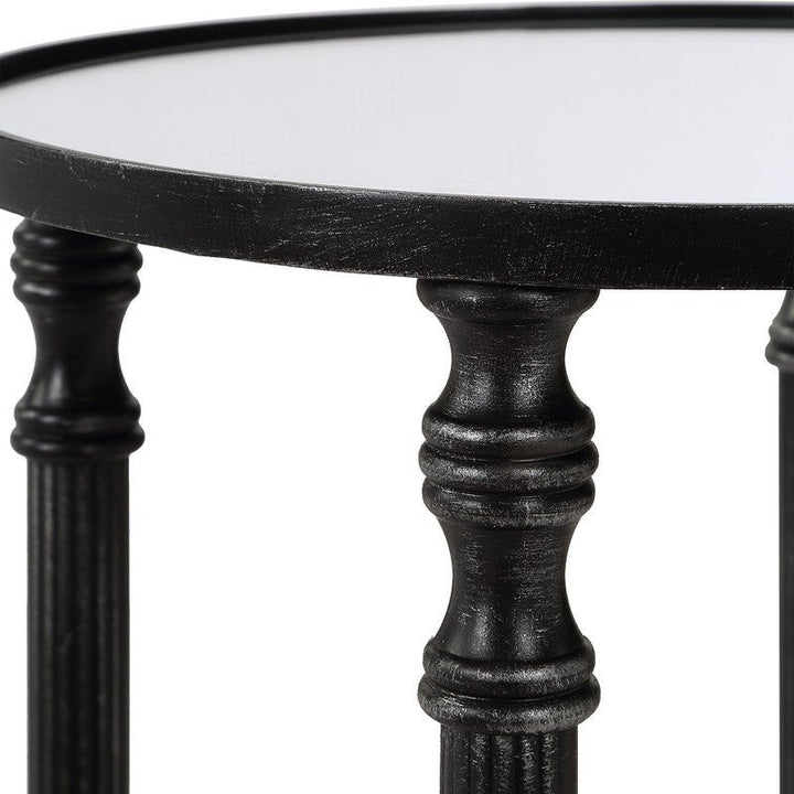 Henzler 25 W x 63 H x 25 D Black Round Accent Table with Mirror Top