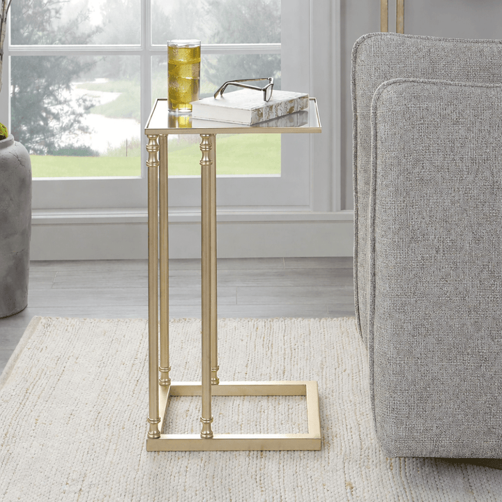 Henzler 30 W x 63 H x 33 D Champagne Rectangle C Table with Mirror Top