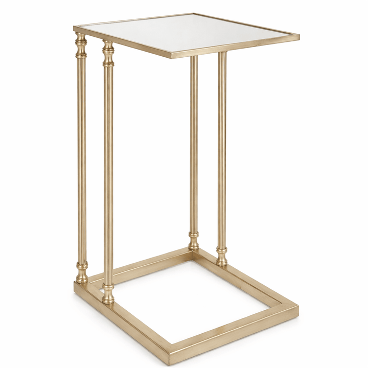 Henzler 30 W x 63 H x 33 D Champagne Rectangle C Table with Mirror Top