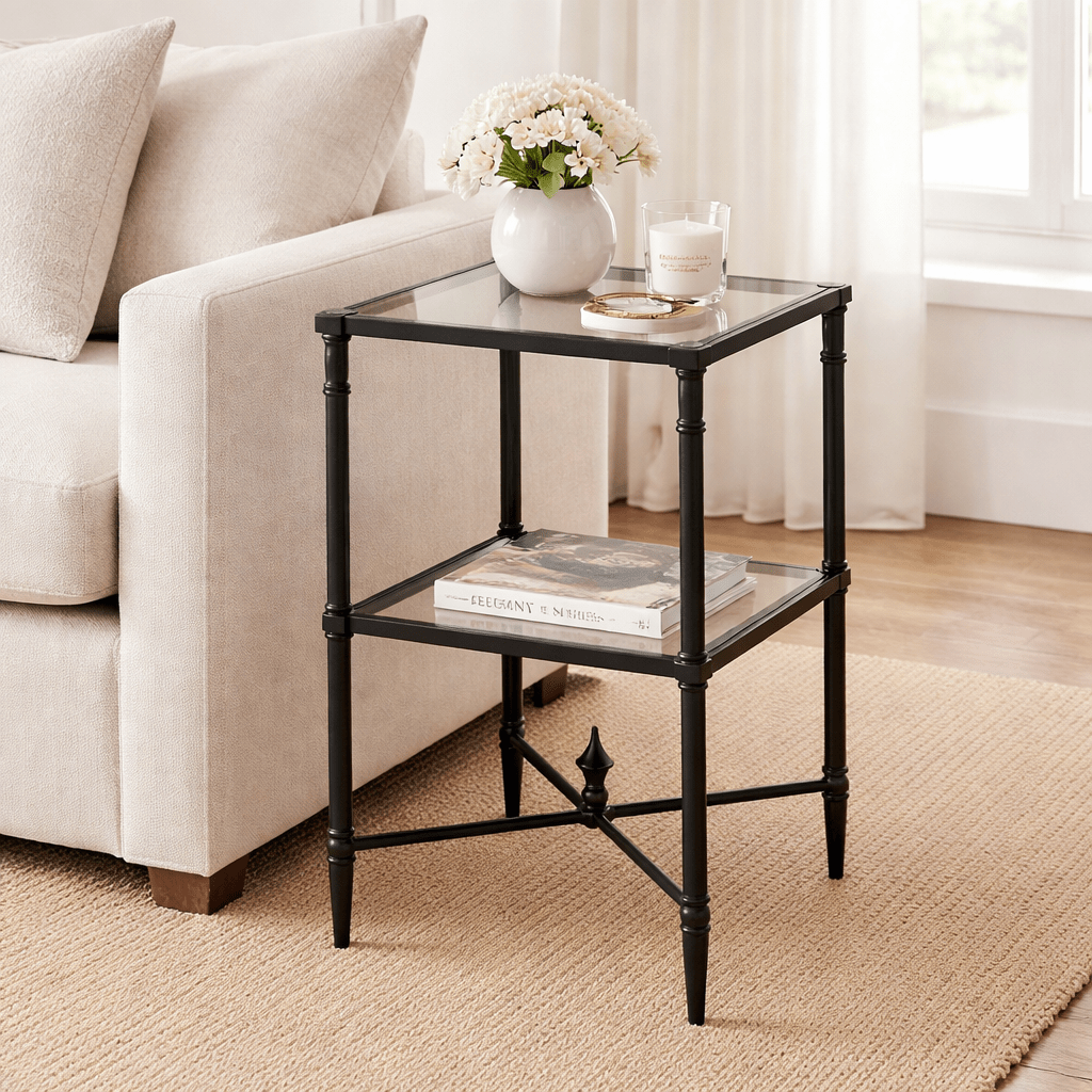 Henzler 33 W x 63 H x 33 D Black Square Accent Table with Beveled Top