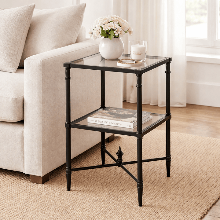 Henzler 33 W x 63 H x 33 D Black Square Accent Table with Beveled Top