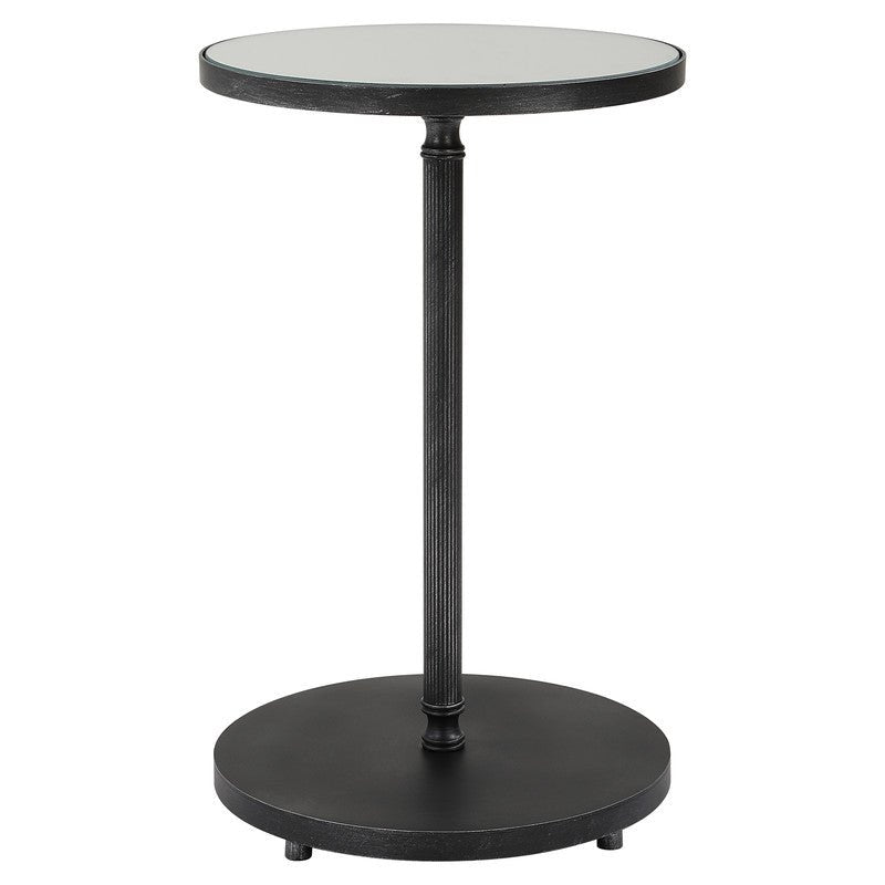 Henzler 35 W x 58 H x 35 D Black Round Accent Table with Mirror Top
