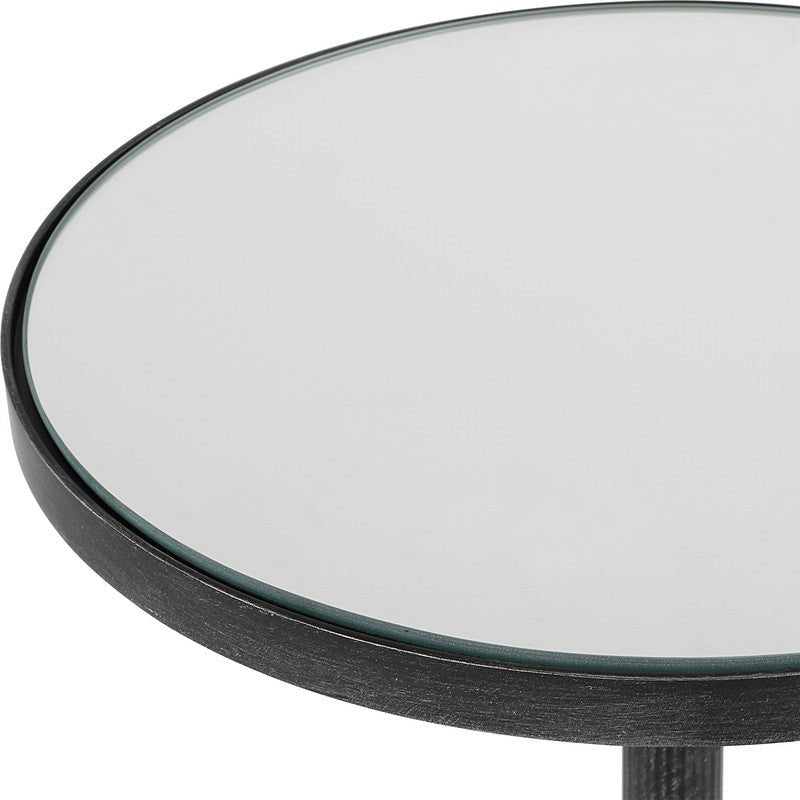 Henzler 35 W x 58 H x 35 D Black Round Accent Table with Mirror Top