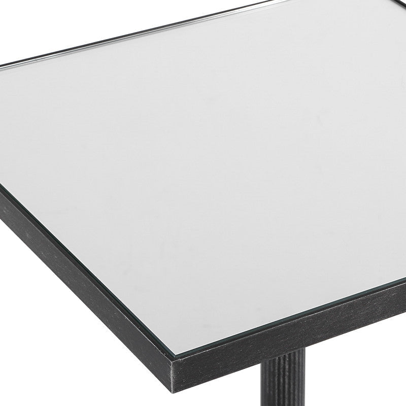 Henzler 35 W x 58 H x 35 D Black Square Accent Table with Mirror Top