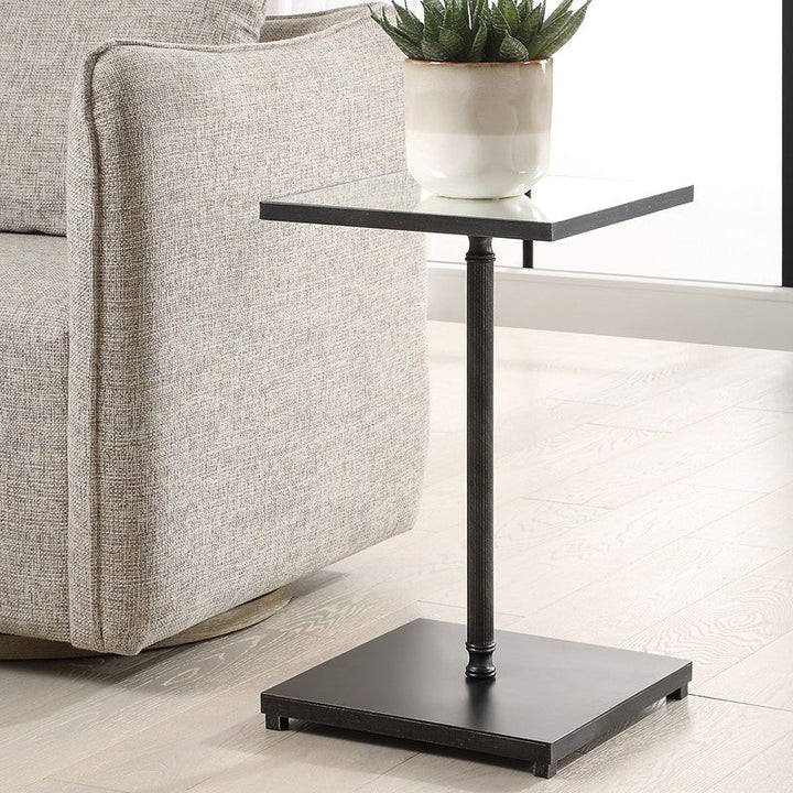 Henzler 35 W x 58 H x 35 D Black Square Accent Table with Mirror Top