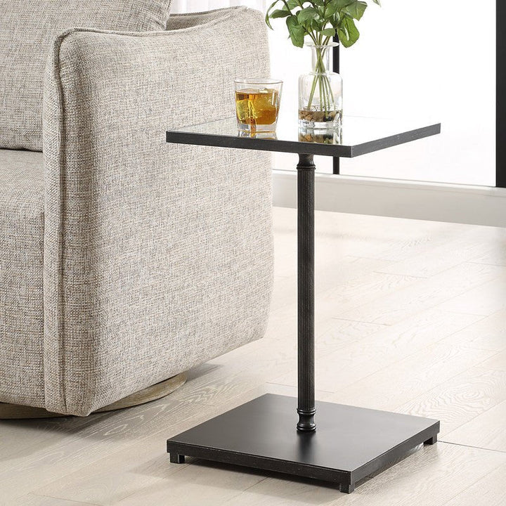 Henzler 35 W x 58 H x 35 D Black Square Accent Table with Mirror Top