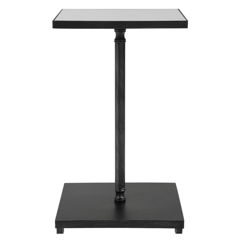 Henzler 35 W x 58 H x 35 D Black Square Accent Table with Mirror Top