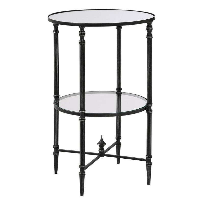 Henzler 40 W x 63 H x 40 D Black Round Accent Table with Mirror Top