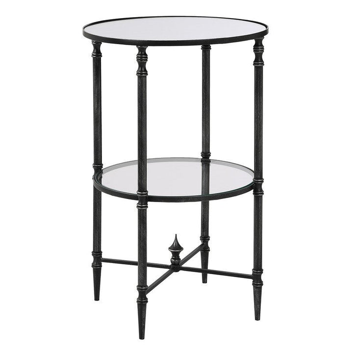 Henzler 40 W x 63 H x 40 D Black Round Accent Table with Mirror Top