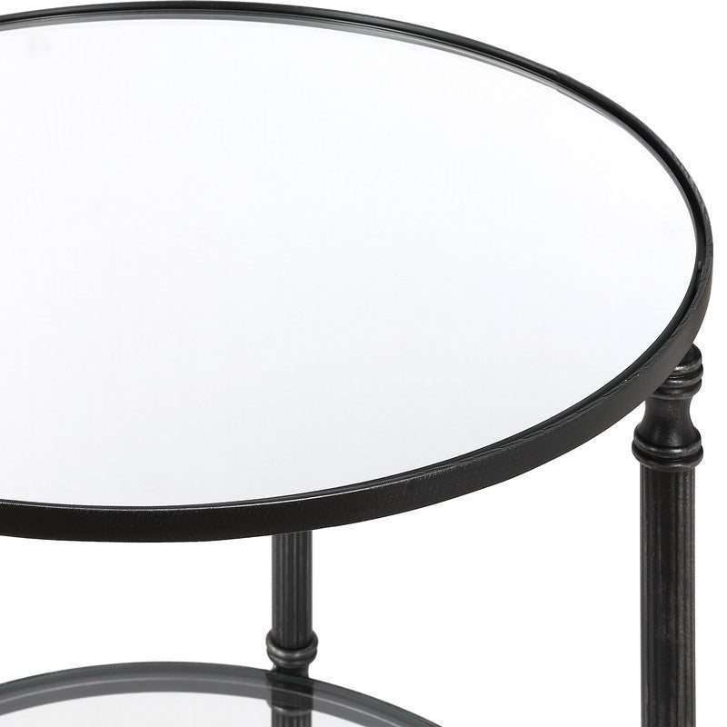 Henzler 40 W x 63 H x 40 D Black Round Accent Table with Mirror Top