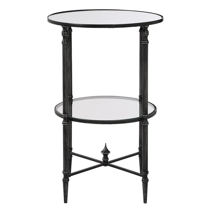 Henzler 40 W x 63 H x 40 D Black Round Accent Table with Mirror Top