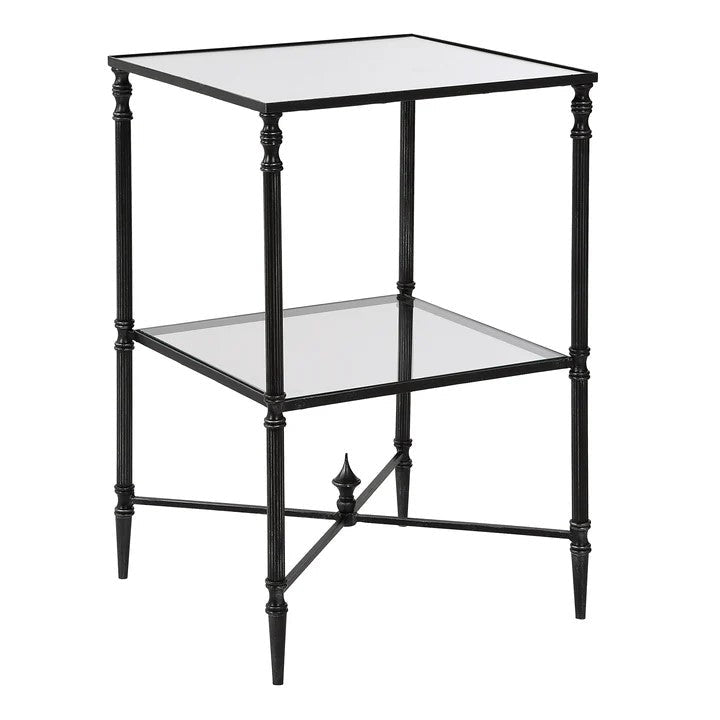 Henzler 40 W x 63 H x 40 D Black Square Accent Table with Mirror Top
