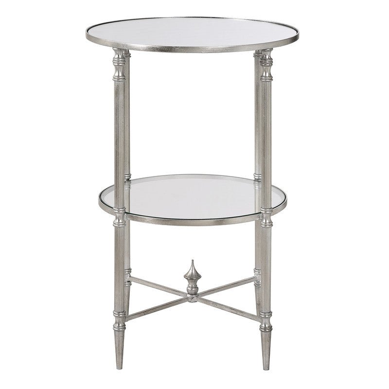 Henzler 40 W x 63 H x 40 D Silver Round Accent Table with Mirror Top