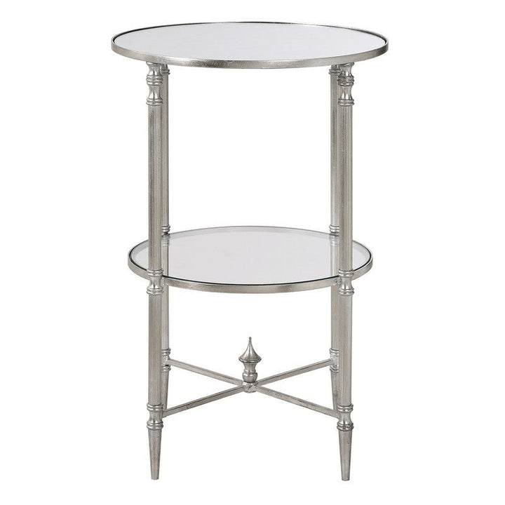 Henzler 40 W x 63 H x 40 D Silver Round Accent Table with Mirror Top