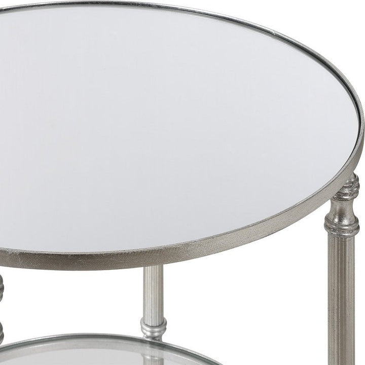 Henzler 40 W x 63 H x 40 D Silver Round Accent Table with Mirror Top