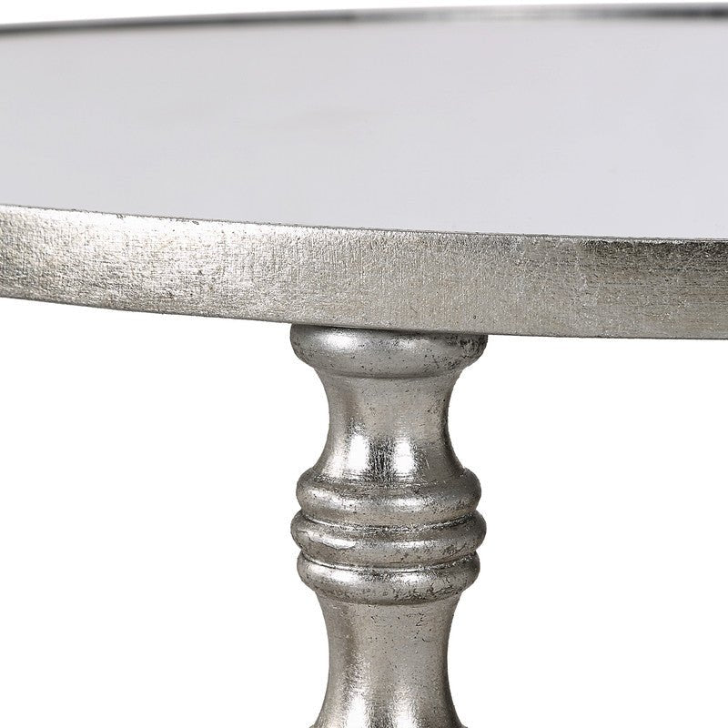 Henzler 40 W x 63 H x 40 D Silver Round Accent Table with Mirror Top