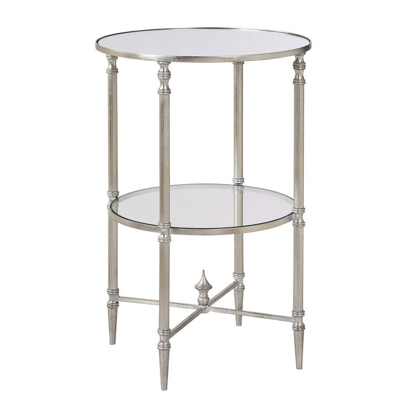 Henzler 40 W x 63 H x 40 D Silver Round Accent Table with Mirror Top
