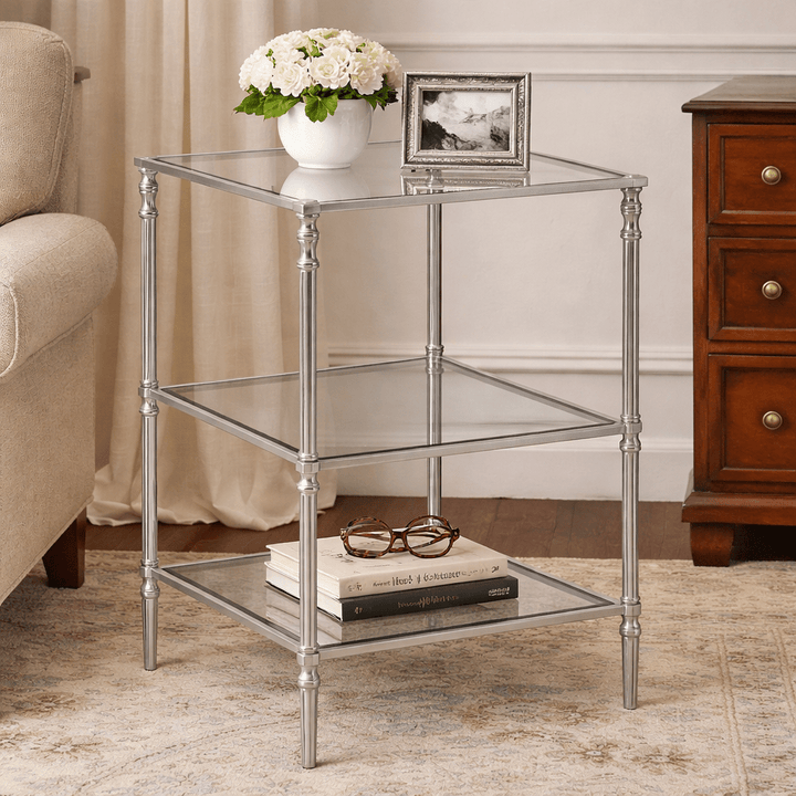 Henzler 40 W x 63 H x 40 D Silver Square Accent Table with Mirror Top