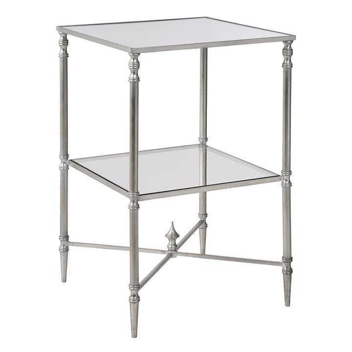 Henzler 40 W x 63 H x 40 D Silver Square Accent Table with Mirror Top
