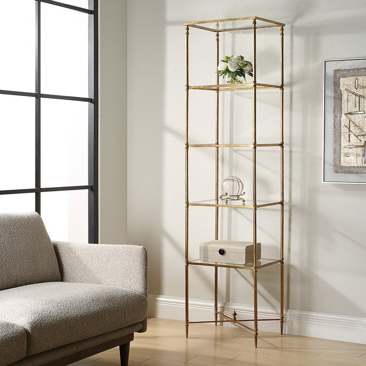 Henzler 50 W x 203 H x 40 D Gold 5 Shelfs Etagere