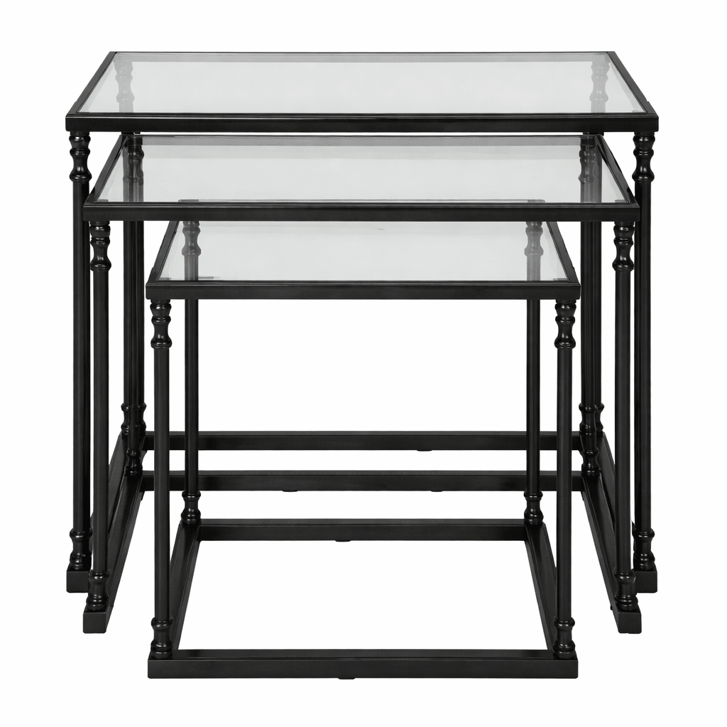 Henzler 62 W x 46 H x 63 D Black Nesting Nesting Table with Mirror Top